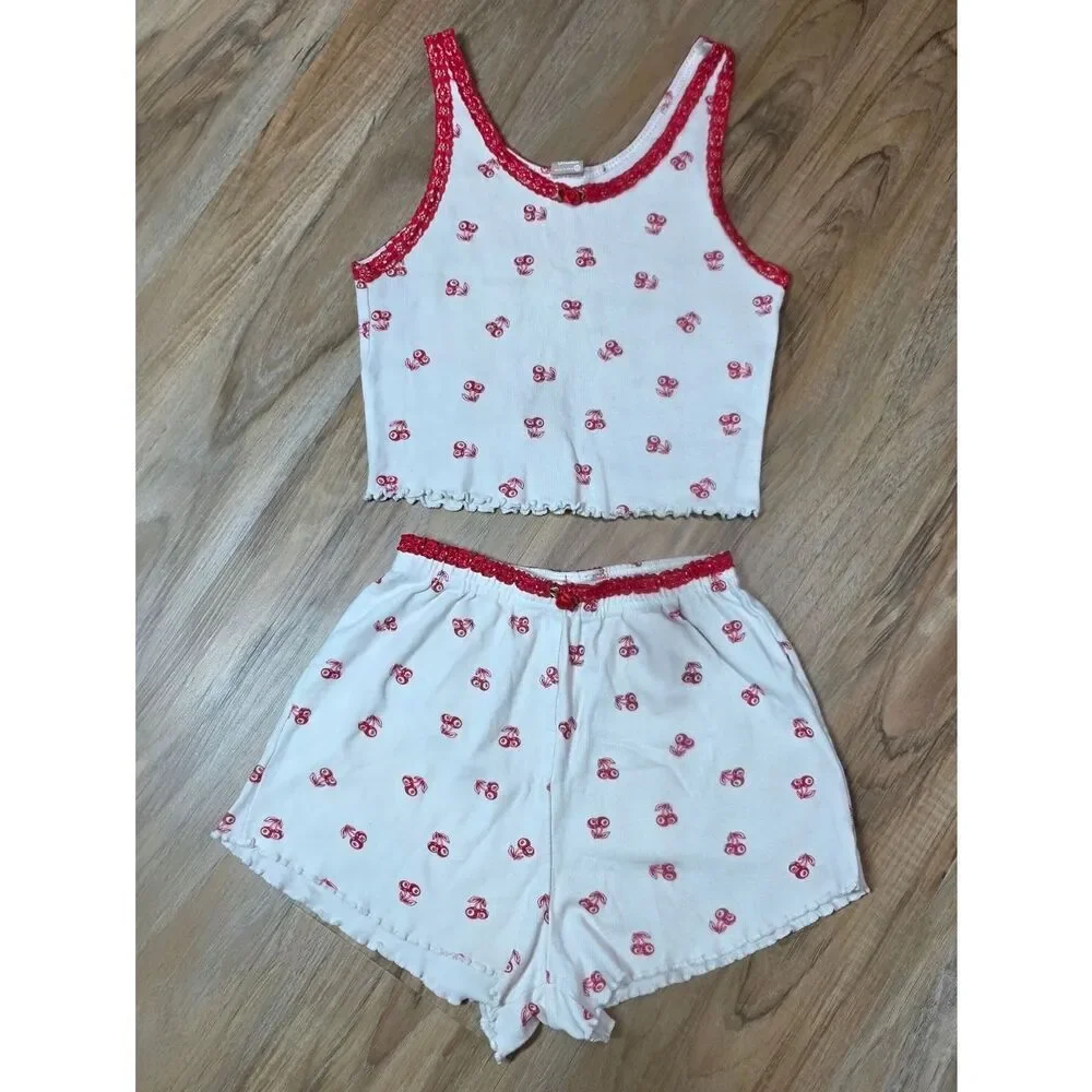 🔺️Messy Bun Just Chillin 8 Ball Cherry Print Top & Shorts Set XSmall